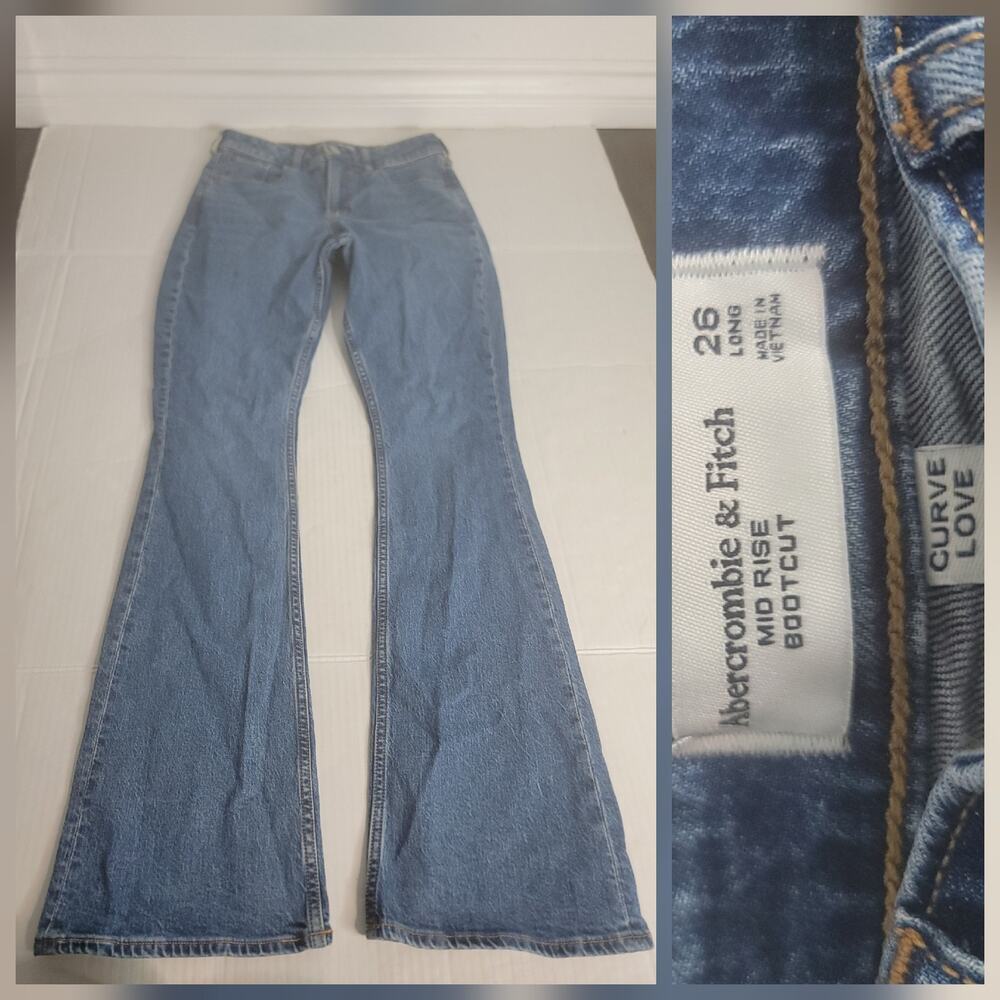 Abercrombie & Fitch Jeans Womens SZ 26 Long Curve Love Bootcut Mid Rise Stretch